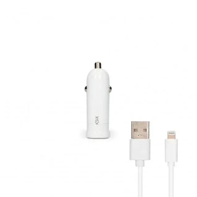 Ksix MFi Car Charger 1A With Lightning Cable White