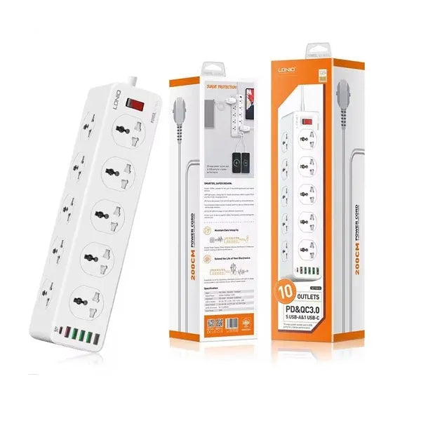 LDNIO SC10610 Power Strip Universal 10Port+5 USB & 1 C Uk Plug