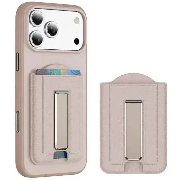 Leather Texture MagSafe Magnetic Folding Stand Phone Card Slots Holder Desert
