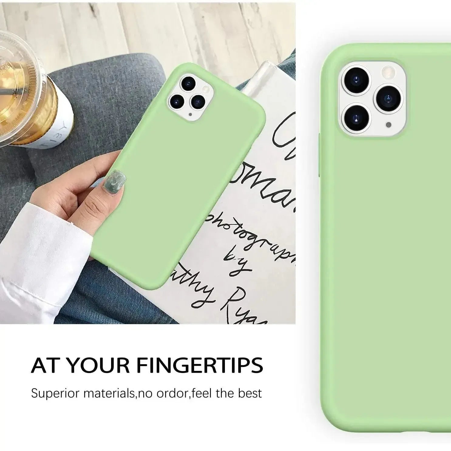 Liquid Silicone Case For Apple iPhone 11 Pro Max Luxury Thin Phone Cover - Matcha Green