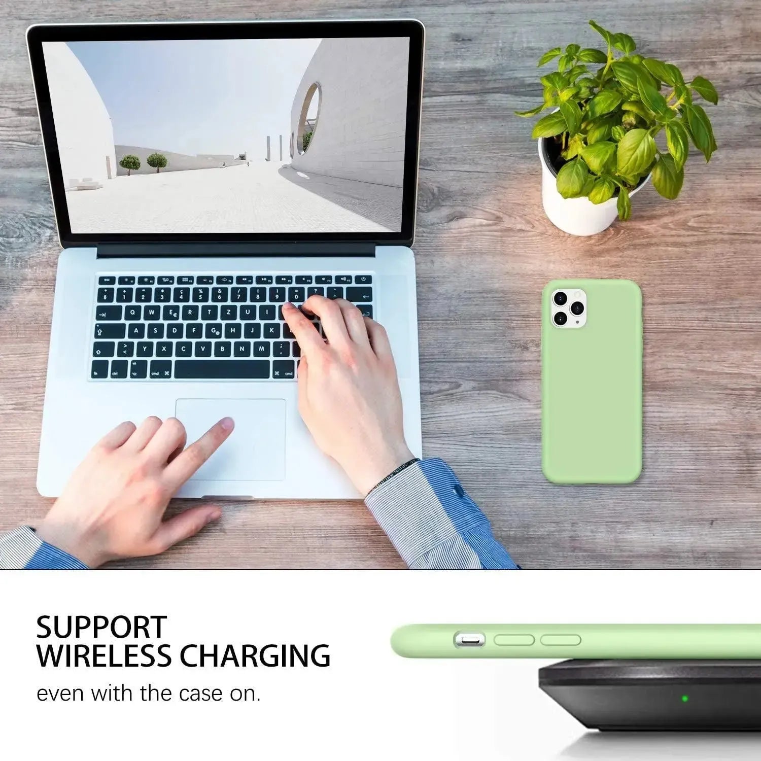 Liquid Silicone Case For Apple iPhone 11 Pro Max Luxury Thin Phone Cover - Matcha Green