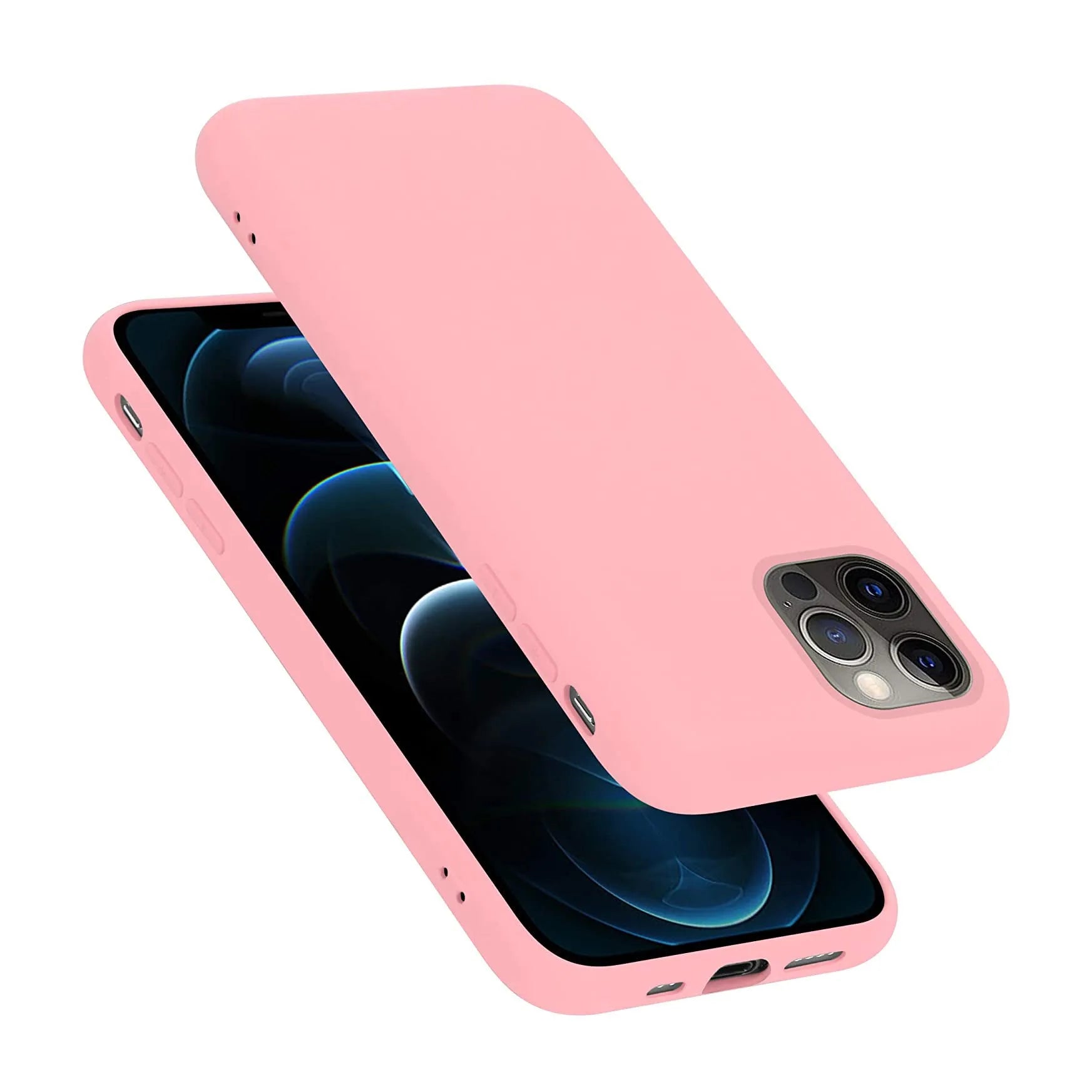 Liquid Silicone Case For Apple iPhone 12 / 12 Pro Luxury Thin Phone Cover - Chalk Pink