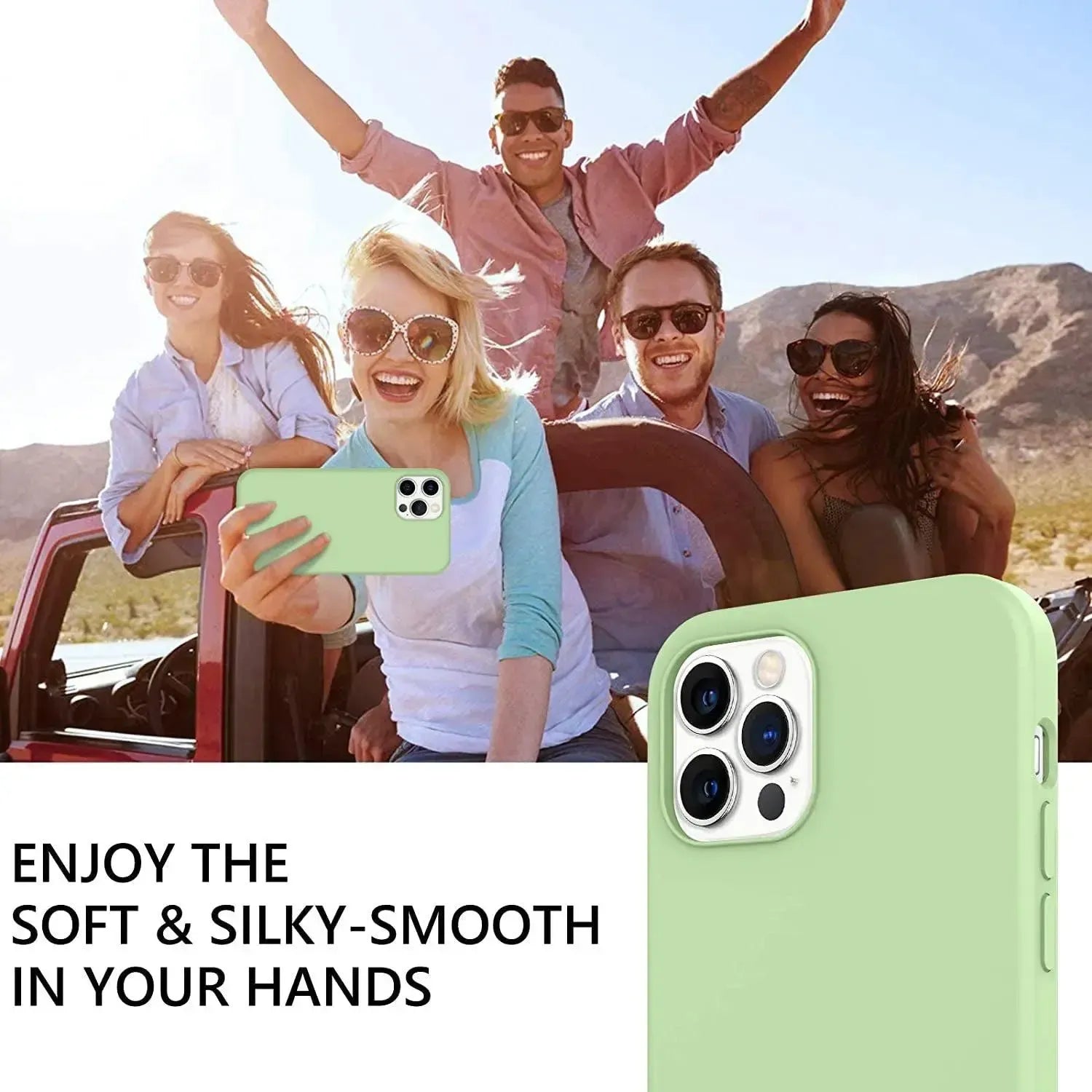 Liquid Silicone Case For Apple iPhone 12 Pro Max Luxury Thin Phone Cover - Matcha Green