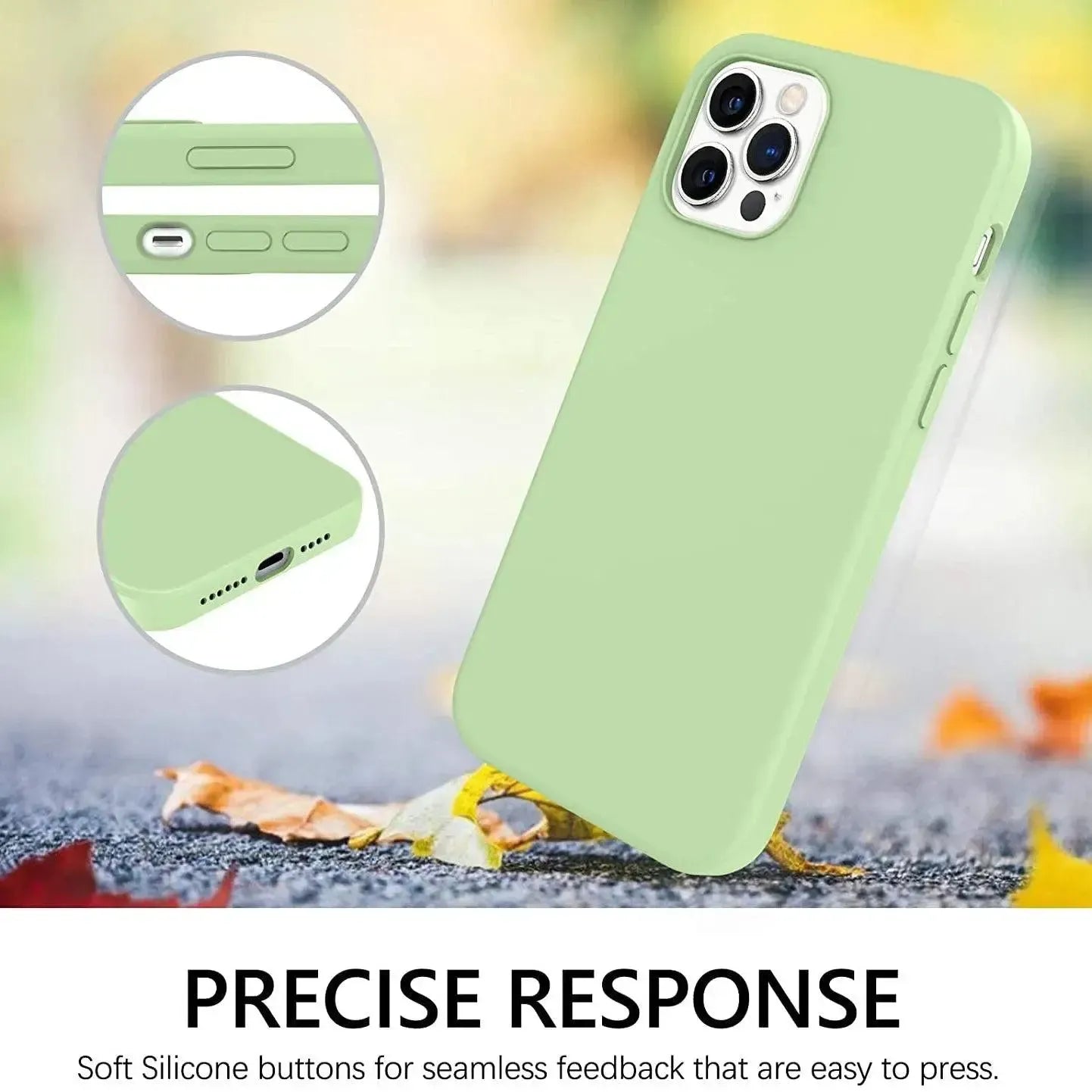 Liquid Silicone Case For Apple iPhone 12 Pro Max Luxury Thin Phone Cover - Matcha Green