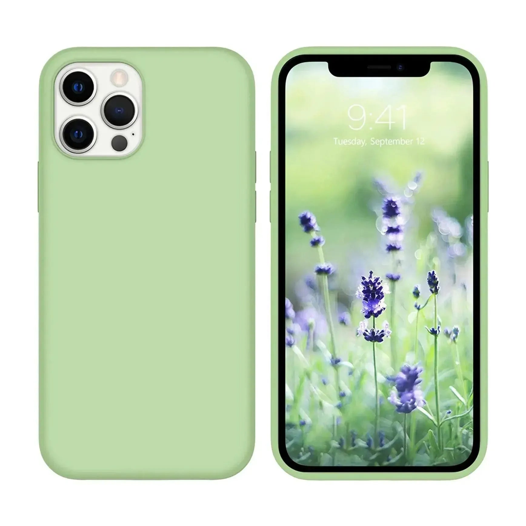 Liquid Silicone Case For Apple iPhone 12 Pro Max Luxury Thin Phone Cover - Matcha Green