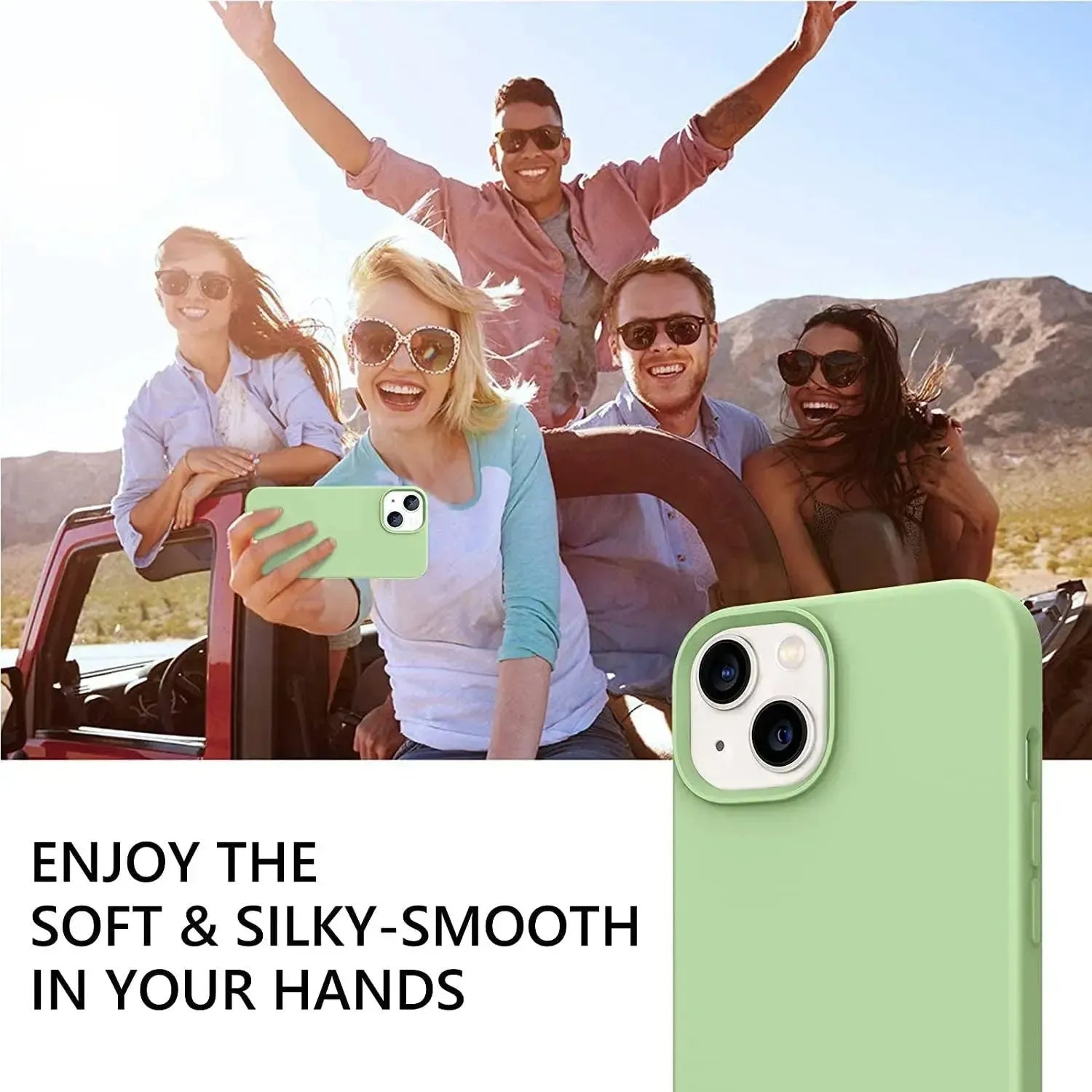 Liquid Silicone Case For Apple iPhone 13 Luxury Shockproof Phone Cover - Matcha Green