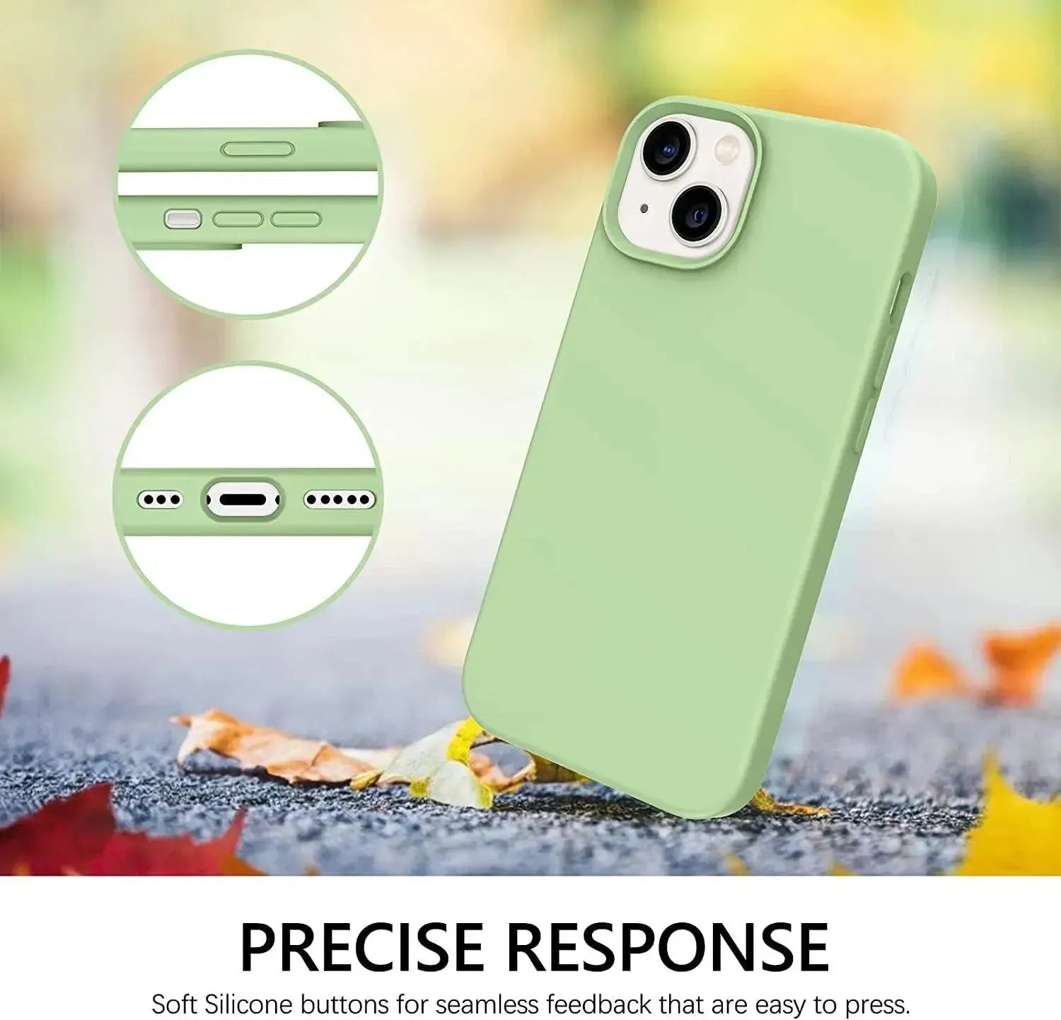 Liquid Silicone Case For Apple iPhone 13 Luxury Shockproof Phone Cover - Matcha Green