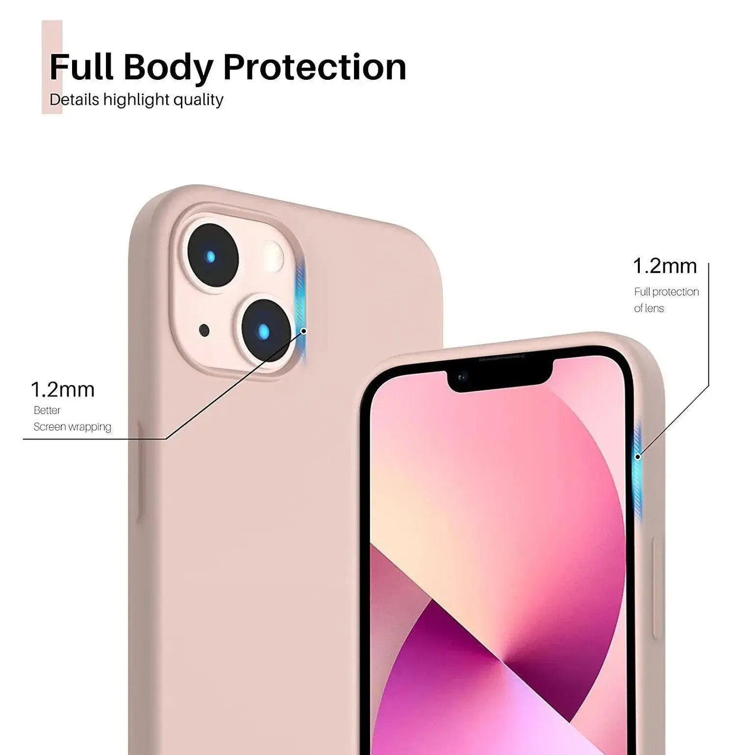 Liquid Silicone Case For Apple iPhone 13 Luxury Shockproof Phone Cover - Pink Sand