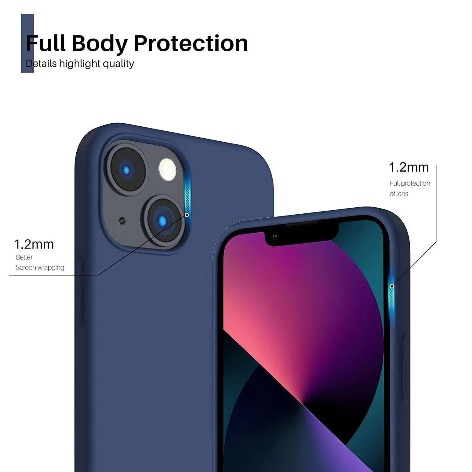 Liquid Silicone Case For Apple iPhone 13 Mini Luxury Shockproof Phone Cover Blue