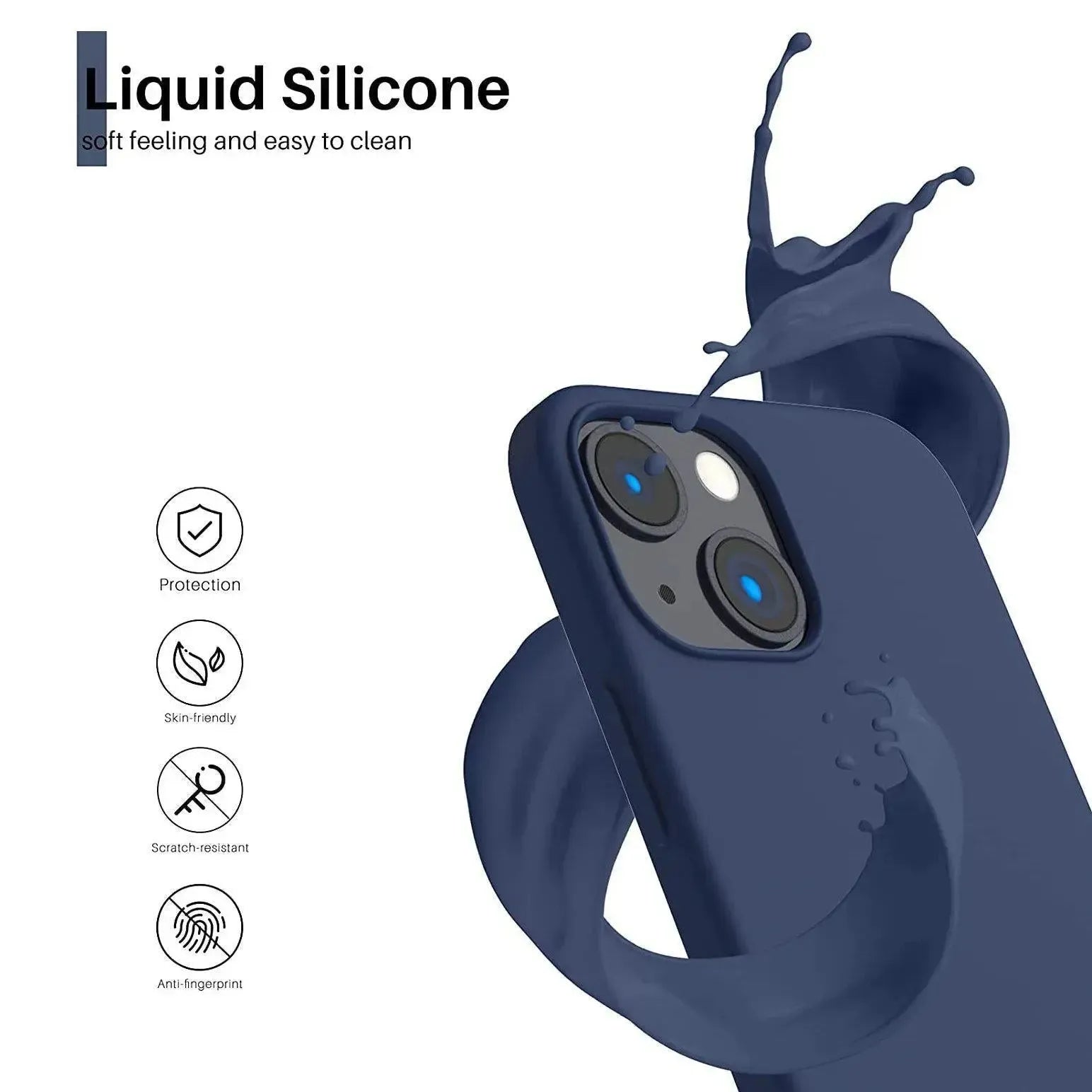 Liquid Silicone Case For Apple iPhone 13 Mini Luxury Shockproof Phone Cover Blue