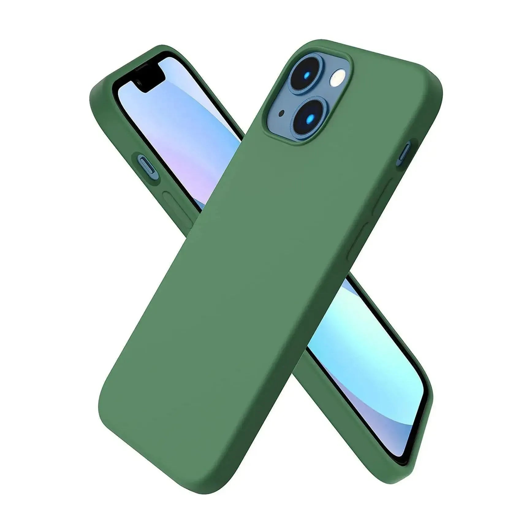Liquid Silicone Case For Apple iPhone 13 Mini Luxury Shockproof Phone Cover Green