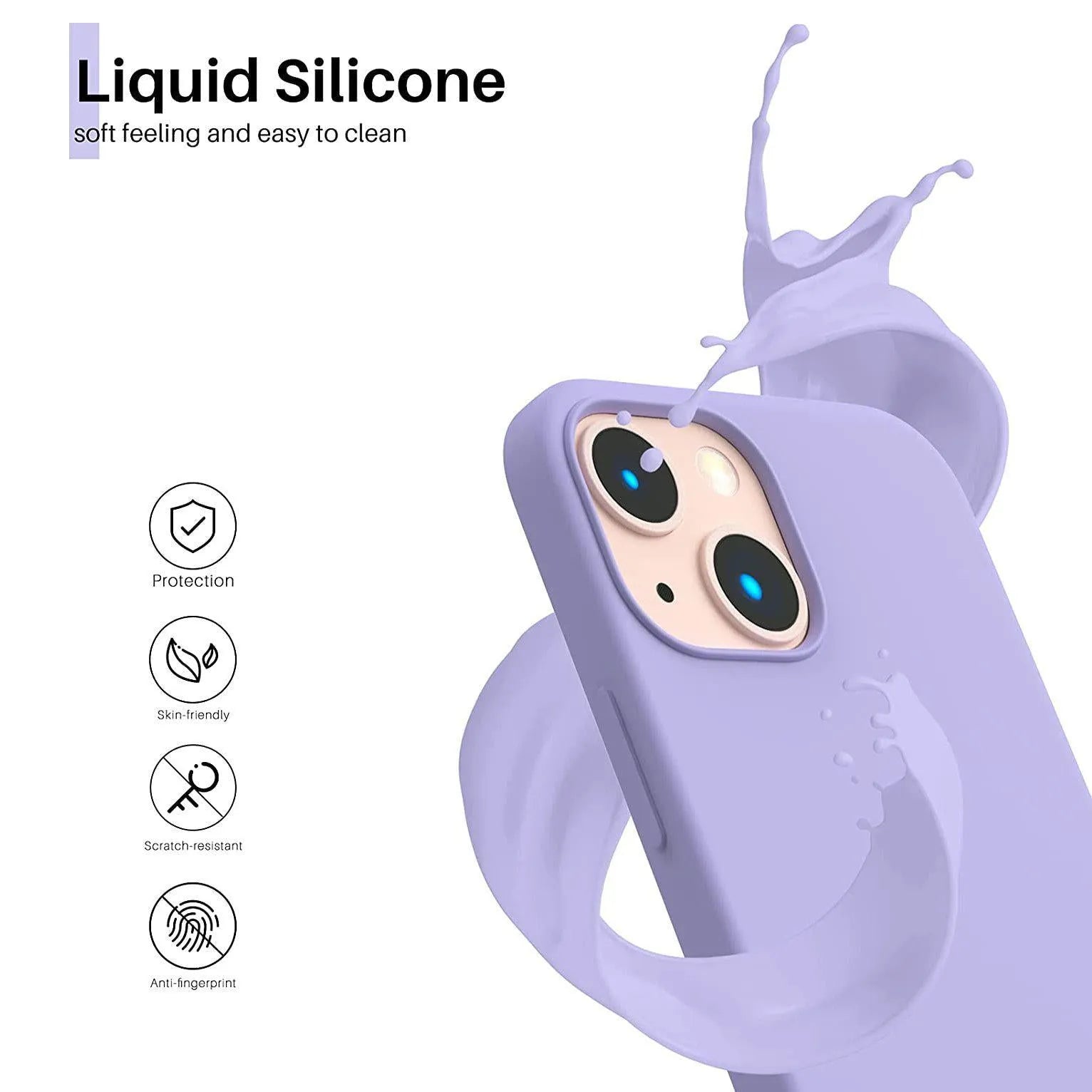 Liquid Silicone Case For Apple iPhone 13 Mini Luxury Shockproof Phone Cover - Lilac Purple