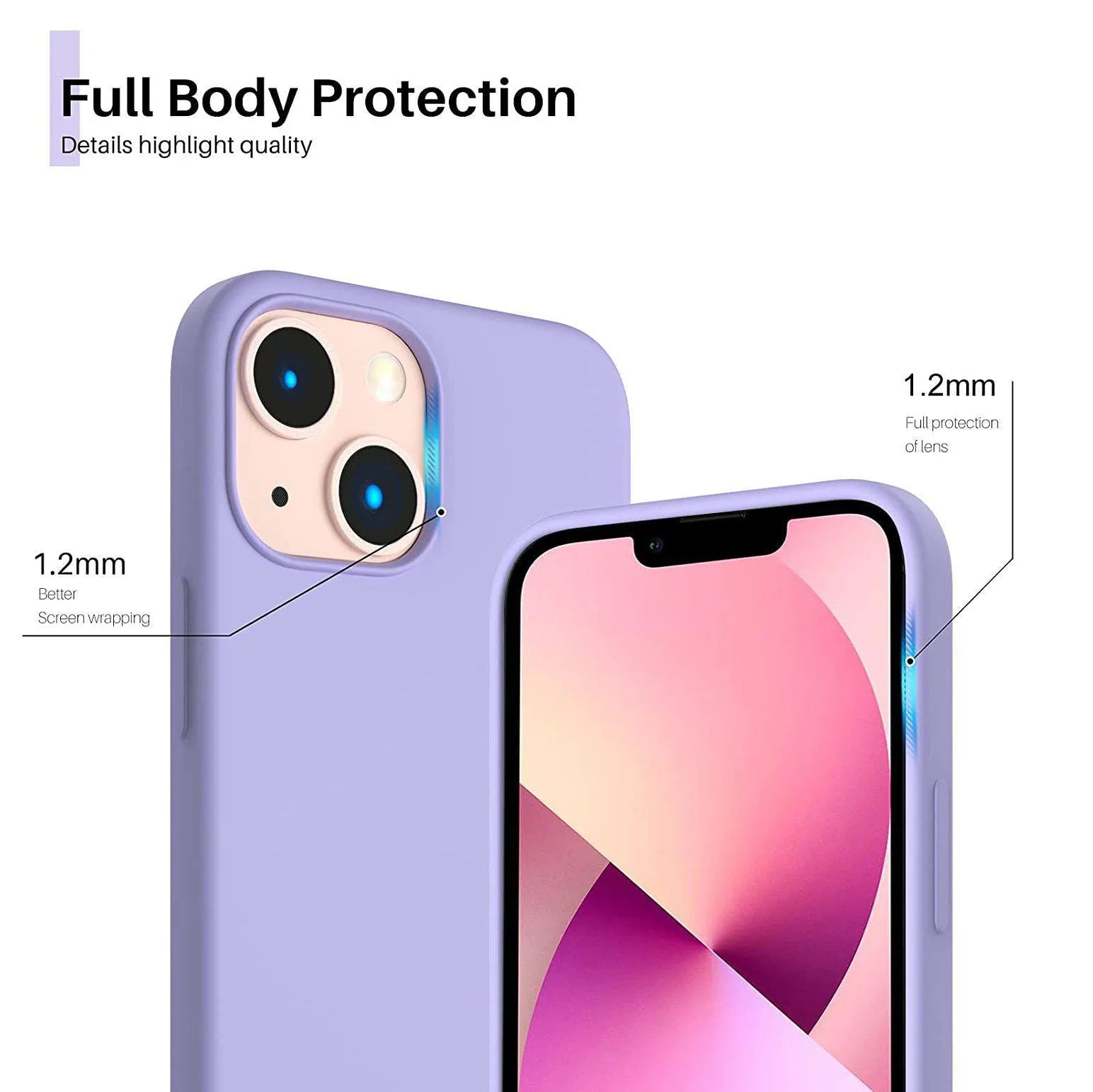 Liquid Silicone Case For Apple iPhone 13 Mini Luxury Shockproof Phone Cover - Lilac Purple