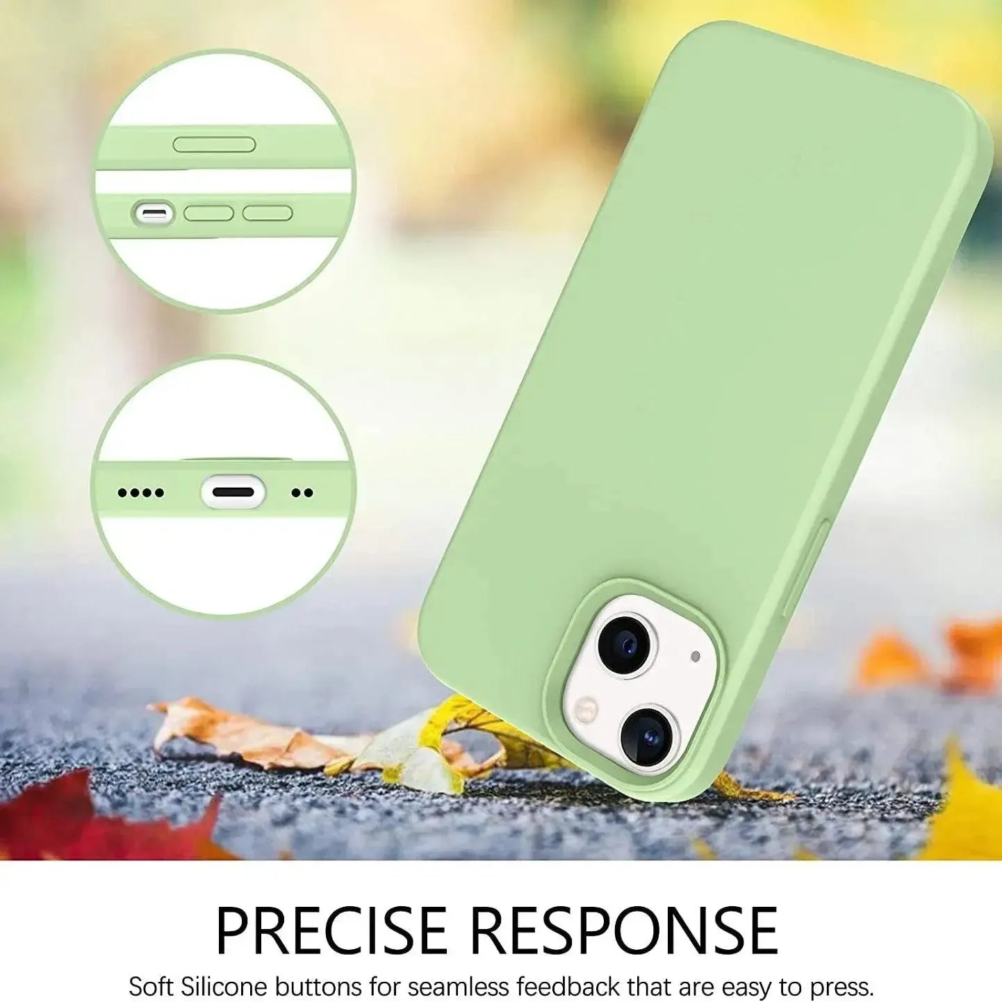 Liquid Silicone Case For Apple iPhone 13 Mini Luxury Shockproof Phone Cover - Matcha Green
