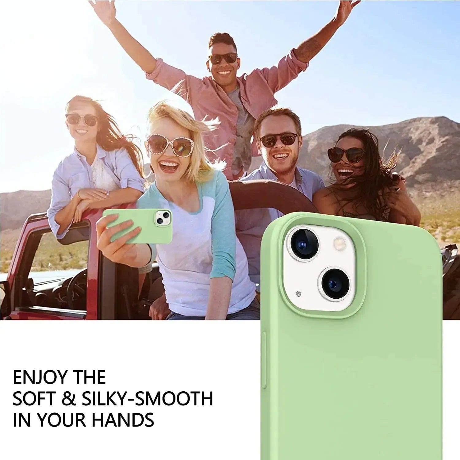 Liquid Silicone Case For Apple iPhone 13 Mini Luxury Shockproof Phone Cover - Matcha Green