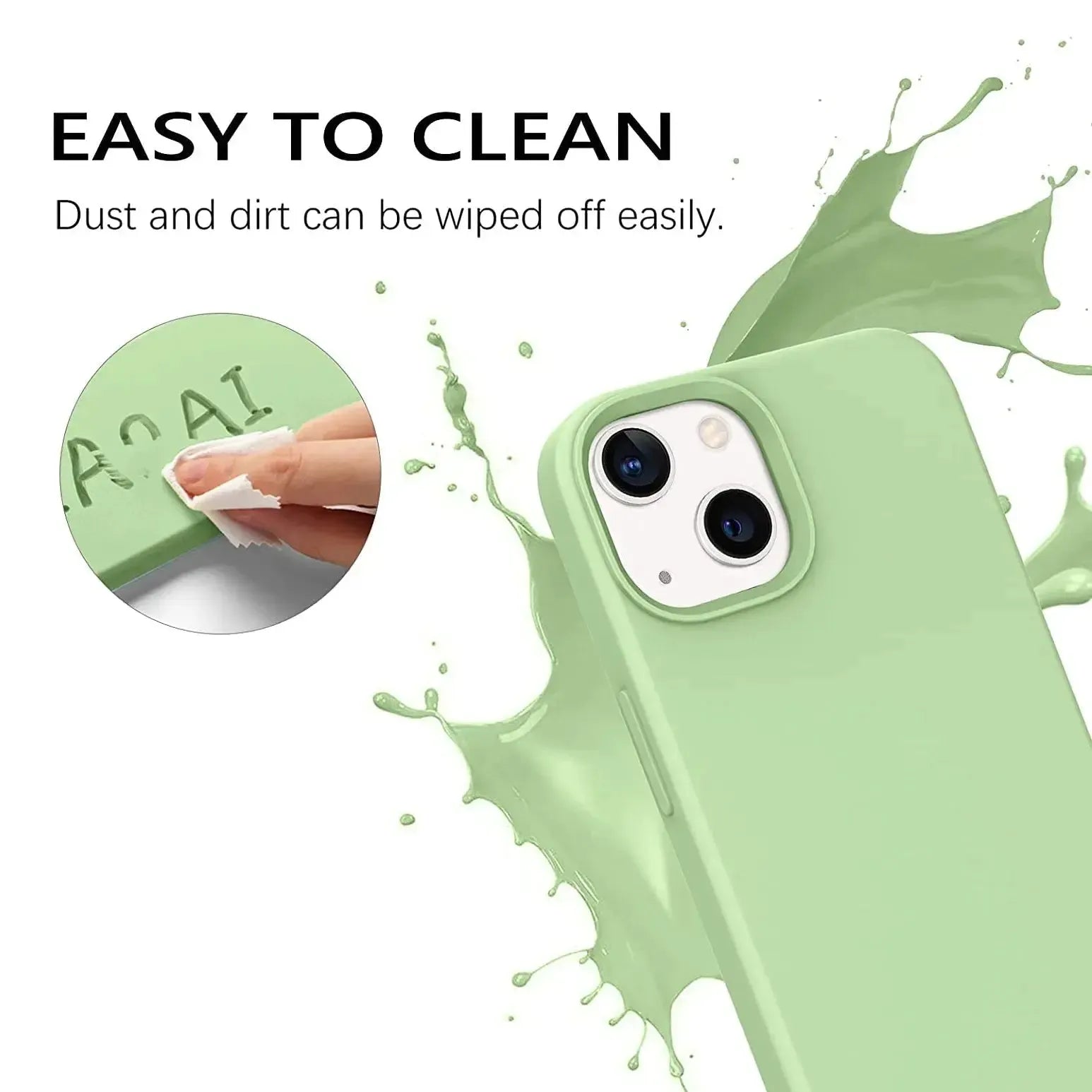 Liquid Silicone Case For Apple iPhone 13 Mini Luxury Shockproof Phone Cover - Matcha Green