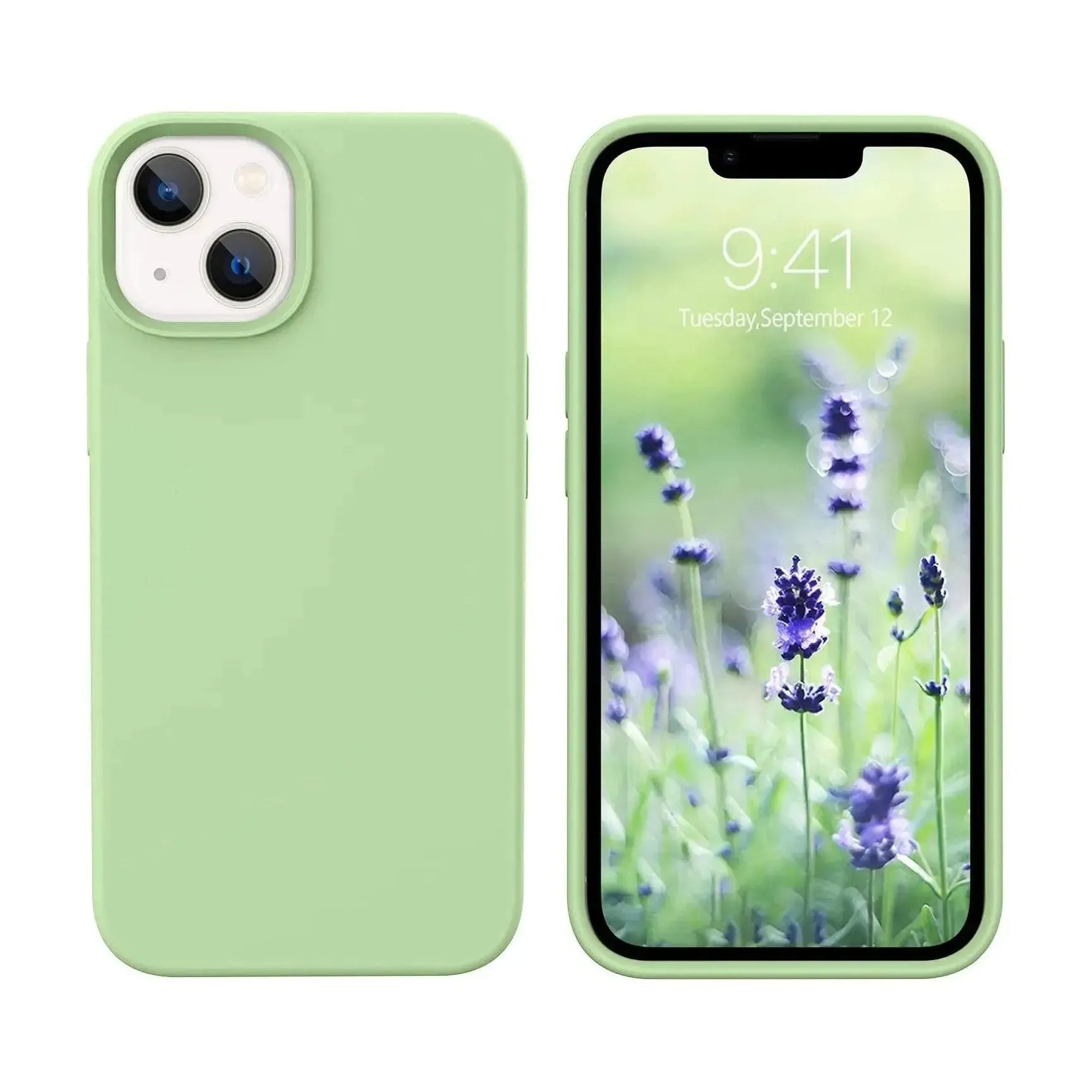 Liquid Silicone Case For Apple iPhone 13 Mini Luxury Shockproof Phone Cover - Matcha Green