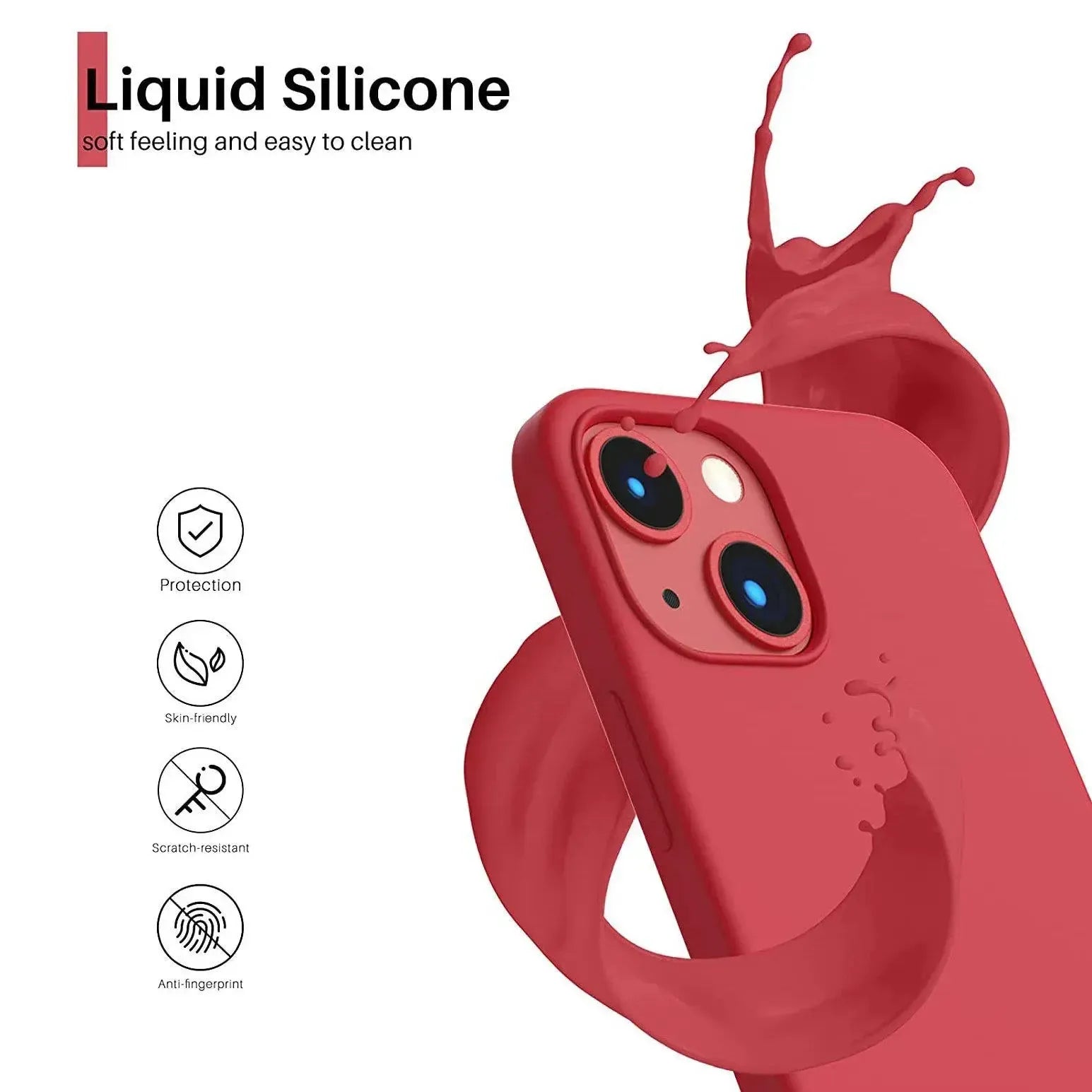 Liquid Silicone Case For Apple iPhone 13 Mini Luxury Shockproof Phone Cover Red