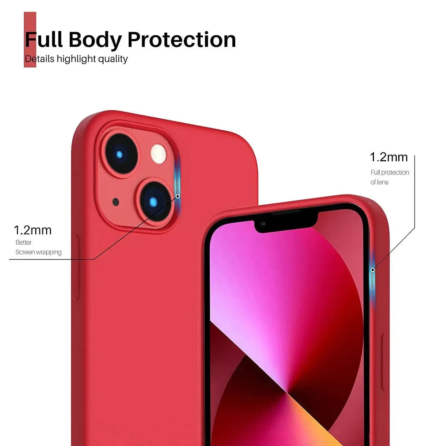 Liquid Silicone Case For Apple iPhone 13 Mini Luxury Shockproof Phone Cover Red