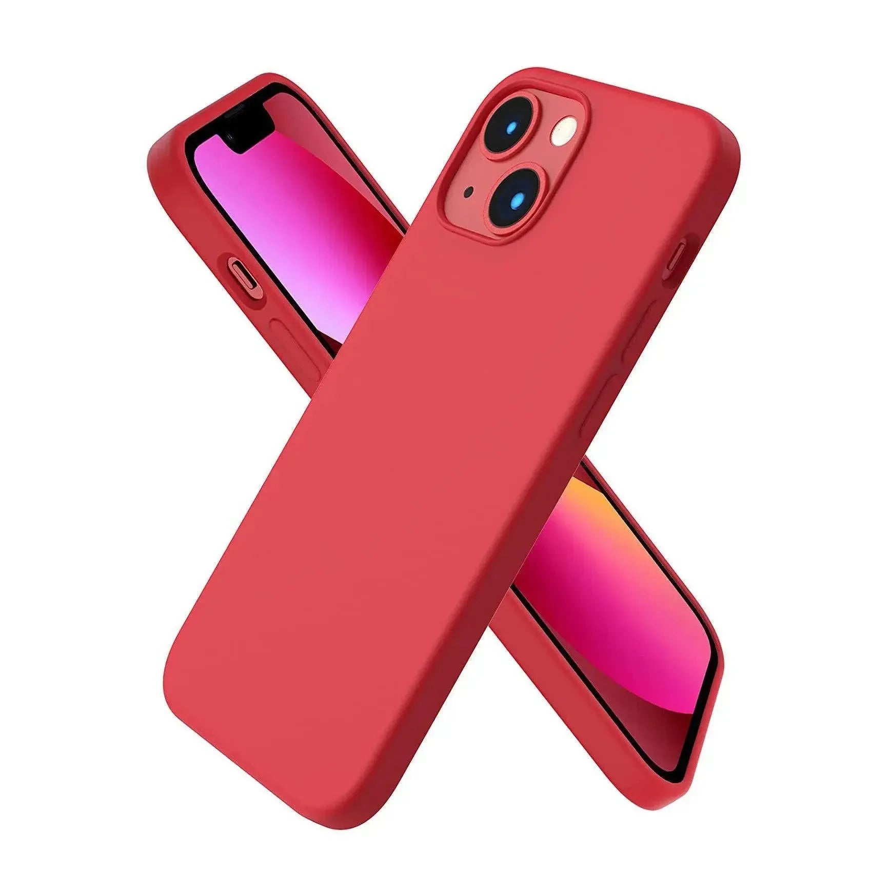 Liquid Silicone Case For Apple iPhone 13 Mini Luxury Shockproof Phone Cover Red