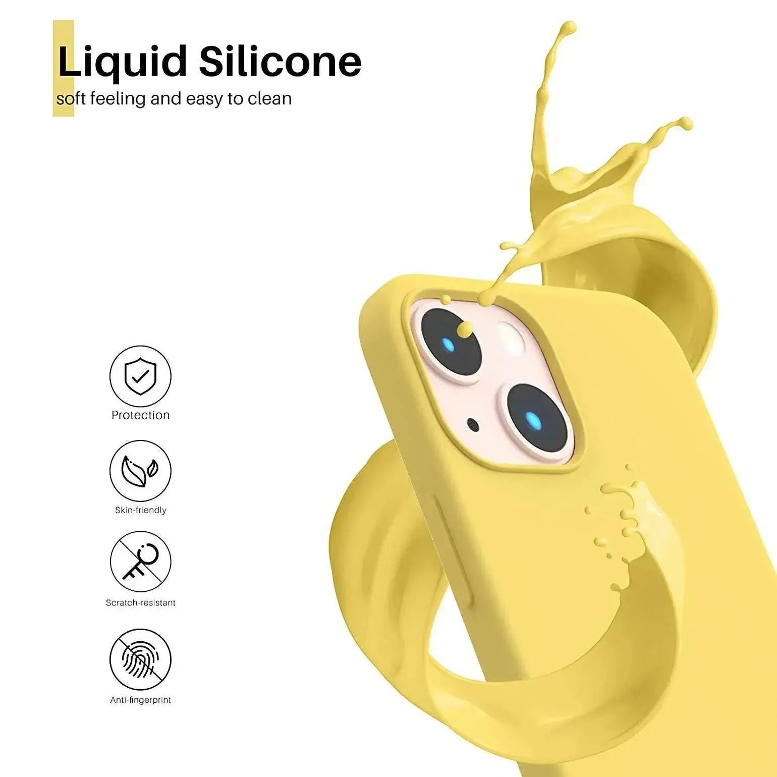 Liquid Silicone Case For Apple iPhone 13 Mini Luxury Shockproof Phone Cover Yellow