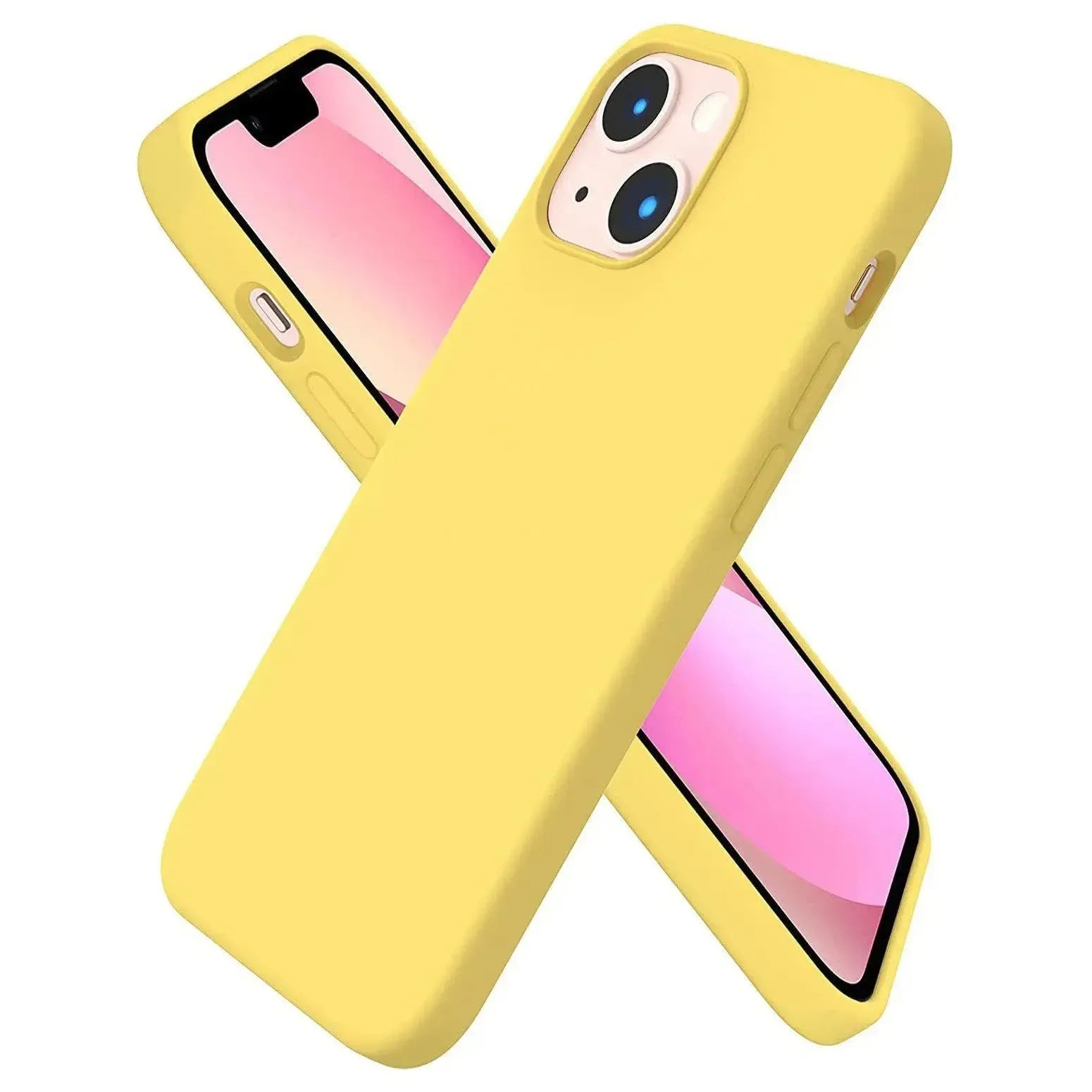 Liquid Silicone Case For Apple iPhone 13 Mini Luxury Shockproof Phone Cover Yellow