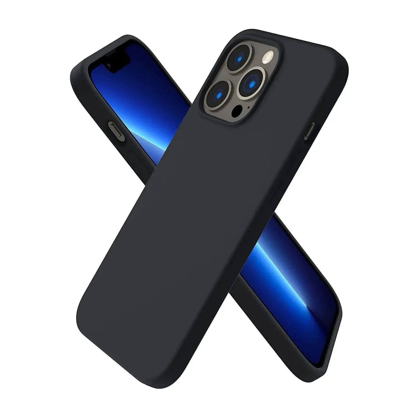 Liquid Silicone Case For Apple iPhone 13 Pro Luxury Shockproof Phone Cover Black