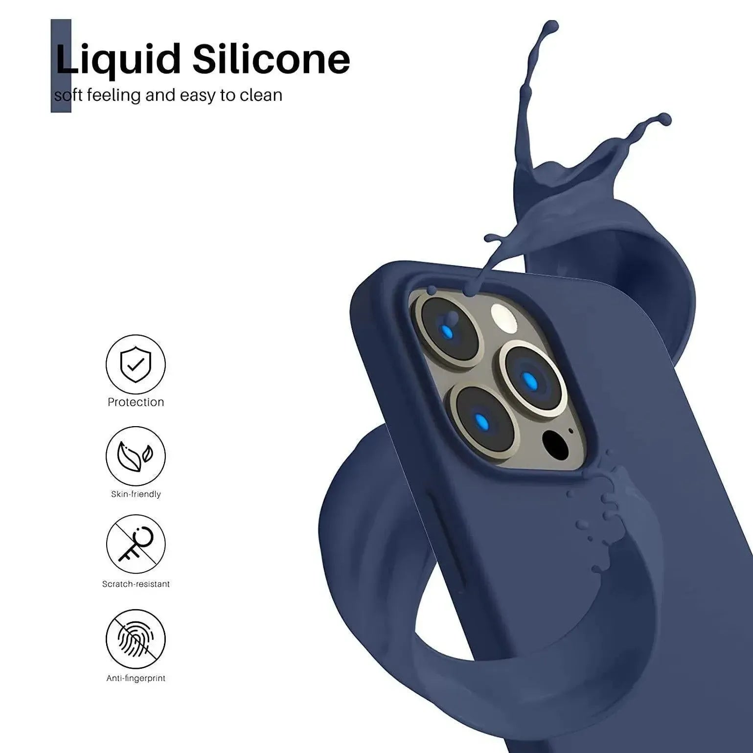 Liquid Silicone Case For Apple iPhone 13 Pro Luxury Shockproof Phone Cover Blue