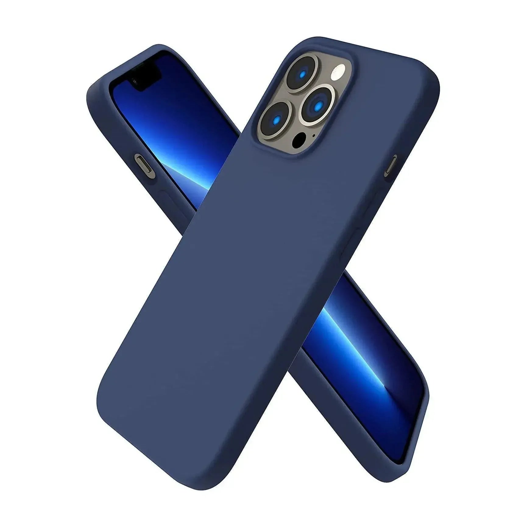 Liquid Silicone Case For Apple iPhone 13 Pro Luxury Shockproof Phone Cover Blue