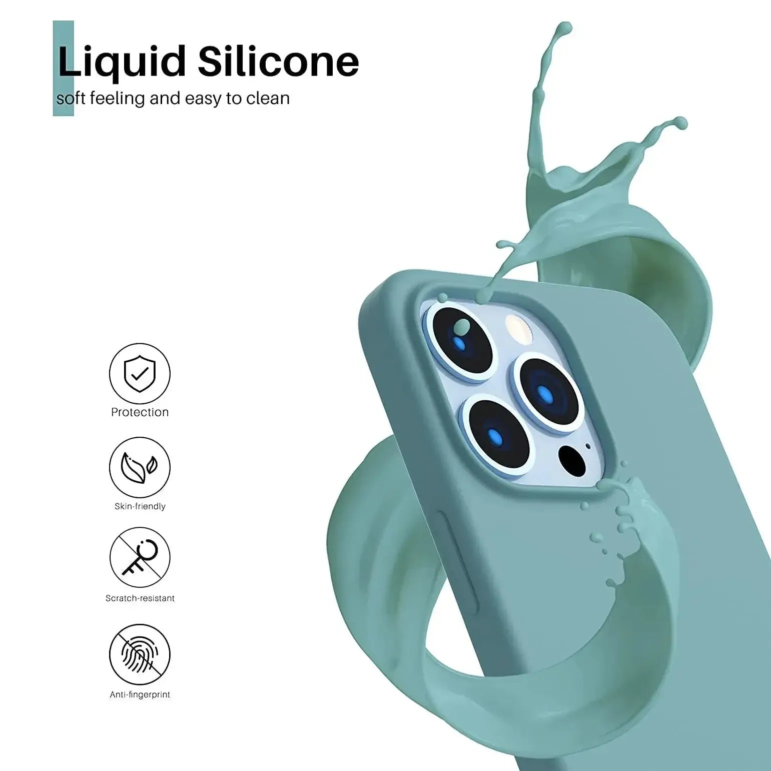 Liquid Silicone Case For Apple iPhone 13 Pro Luxury Shockproof Phone Cover - Cactus