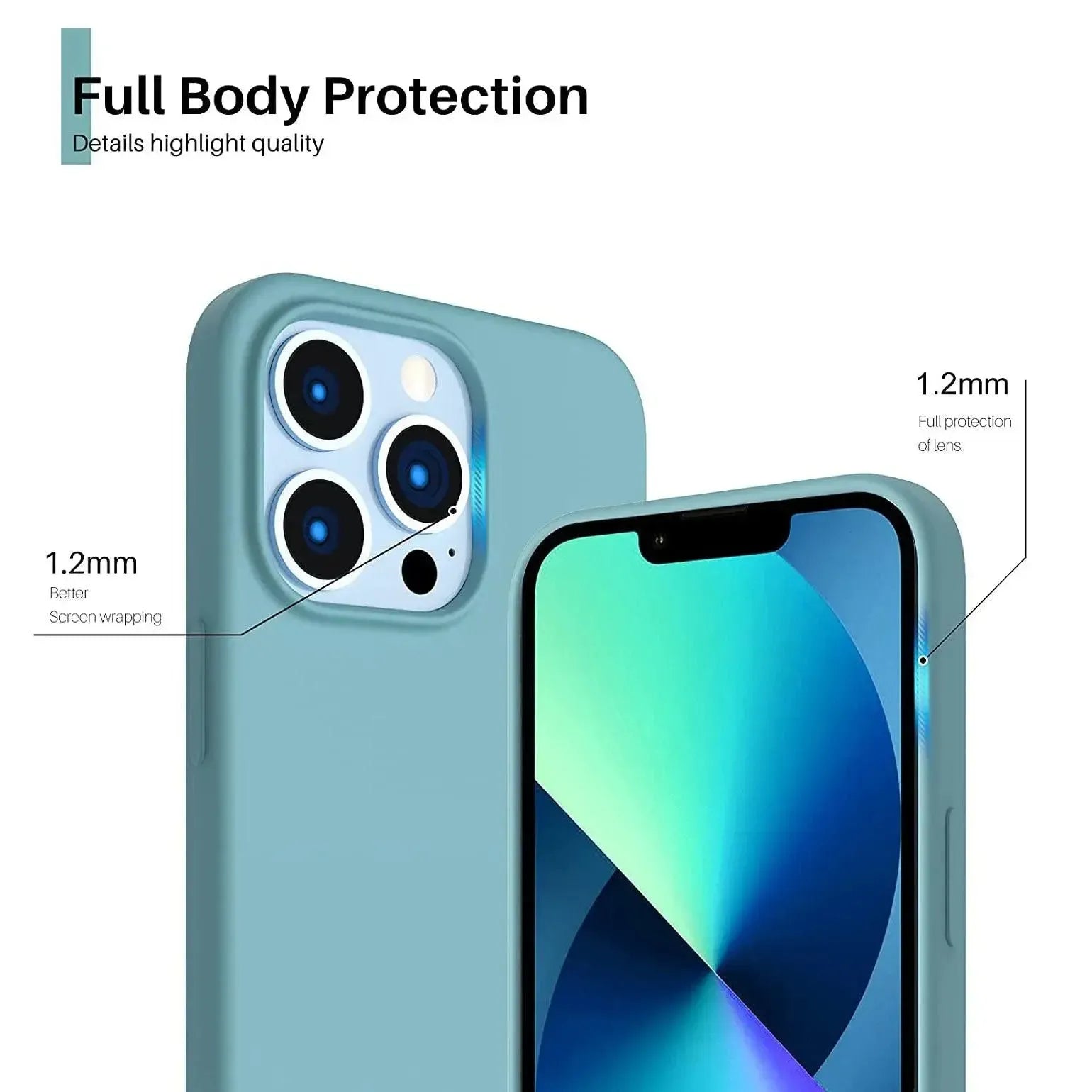 Liquid Silicone Case For Apple iPhone 13 Pro Luxury Shockproof Phone Cover - Cactus