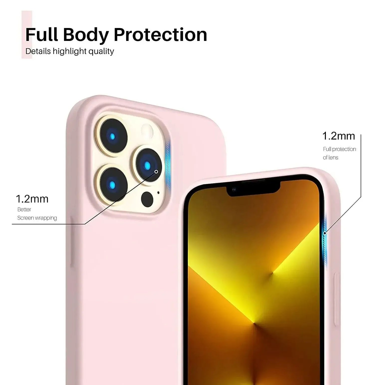 Liquid Silicone Case For Apple iPhone 13 Pro Luxury Shockproof Phone Cover - Chalk Pink