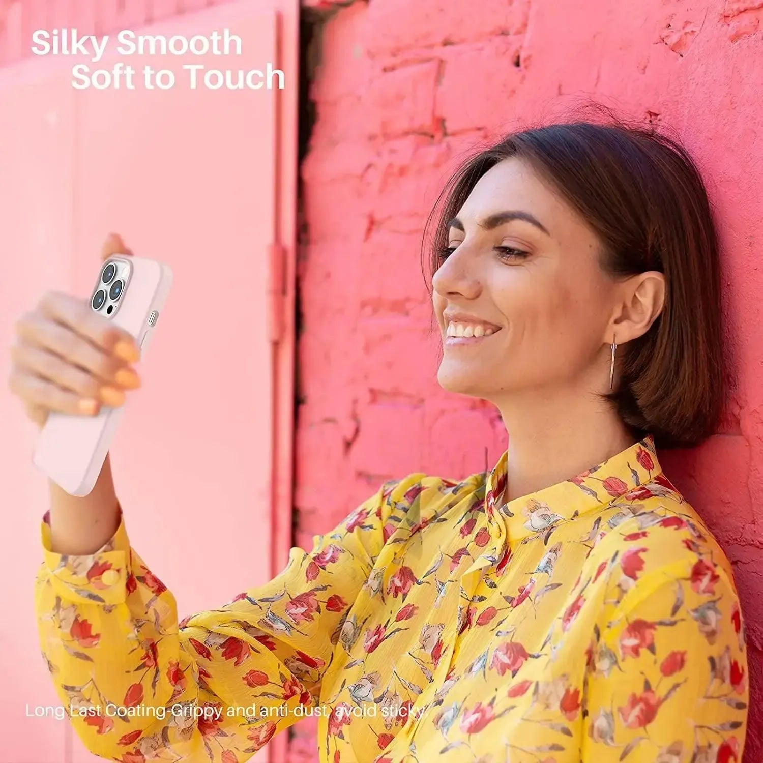 Liquid Silicone Case For Apple iPhone 13 Pro Luxury Shockproof Phone Cover - Chalk Pink