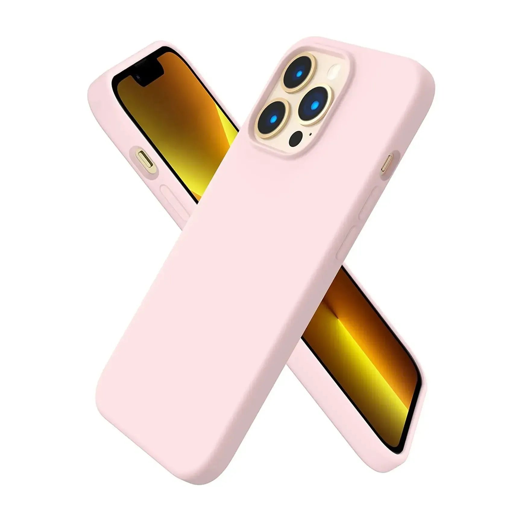 Liquid Silicone Case For Apple iPhone 13 Pro Luxury Shockproof Phone Cover - Chalk Pink