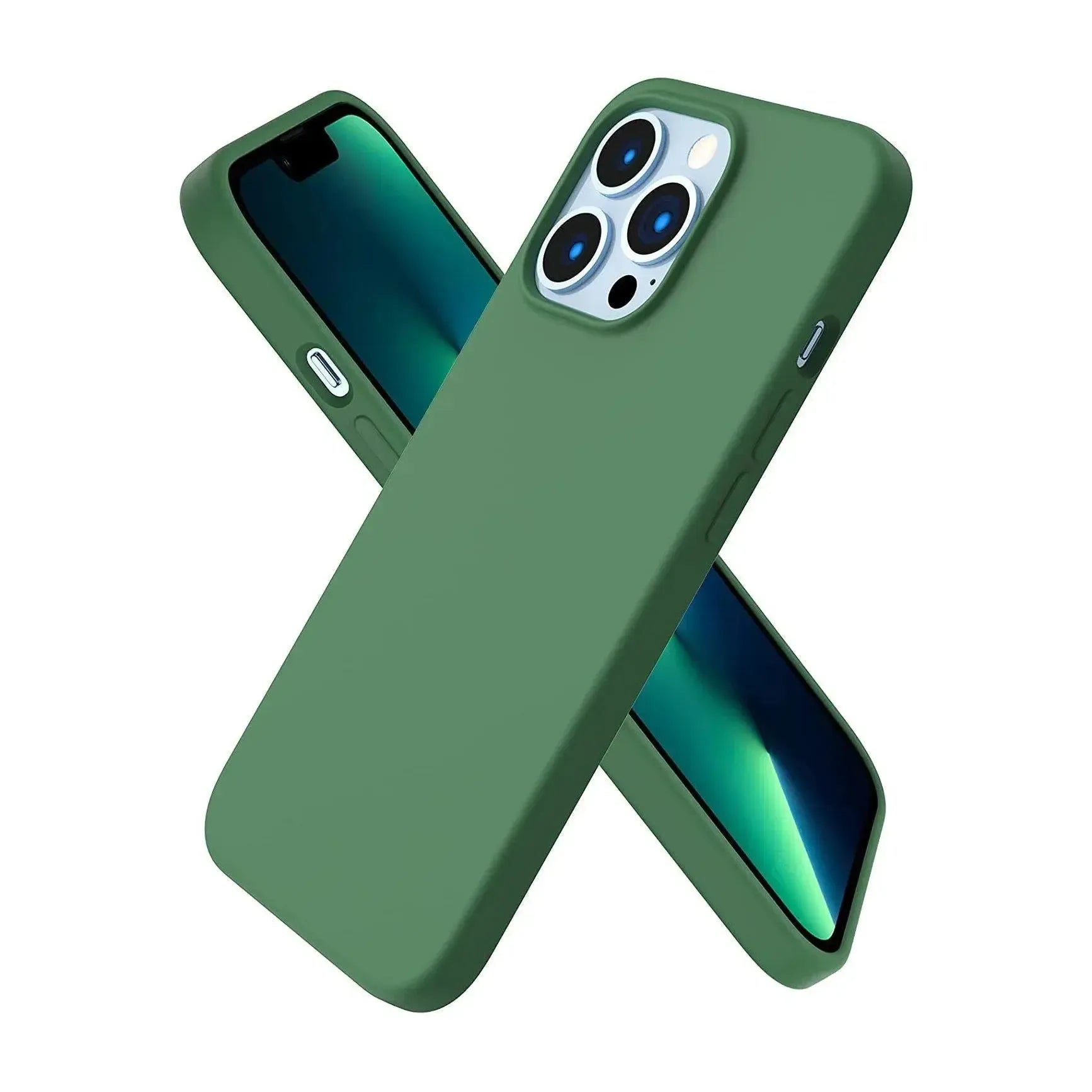 Liquid Silicone Case For Apple iPhone 13 Pro Luxury Shockproof Phone Cover Green