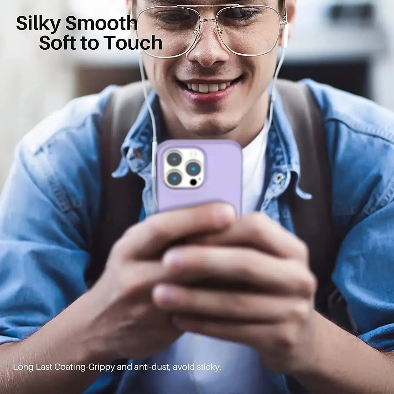 Liquid Silicone Case For Apple iPhone 13 Pro Luxury Shockproof Phone Cover - Lilac Purple