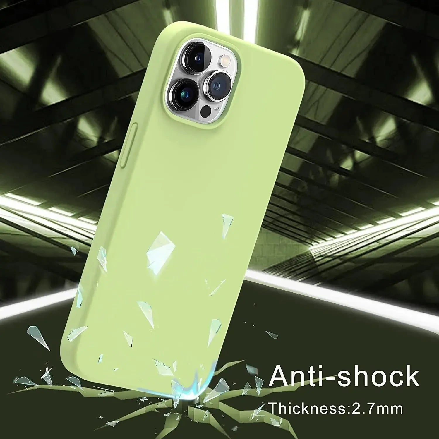 Liquid Silicone Case For Apple iPhone 13 Pro Luxury Shockproof Phone Cover - Matcha Green