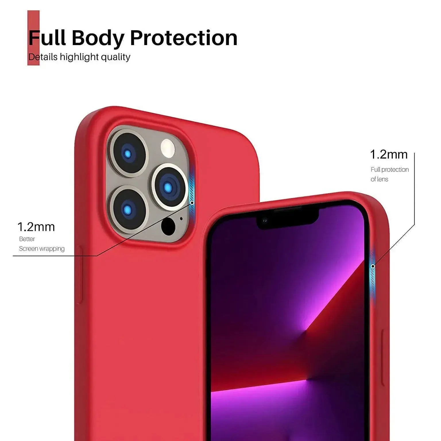 Liquid Silicone Case For Apple iPhone 13 Pro Luxury Shockproof Phone Cover Red