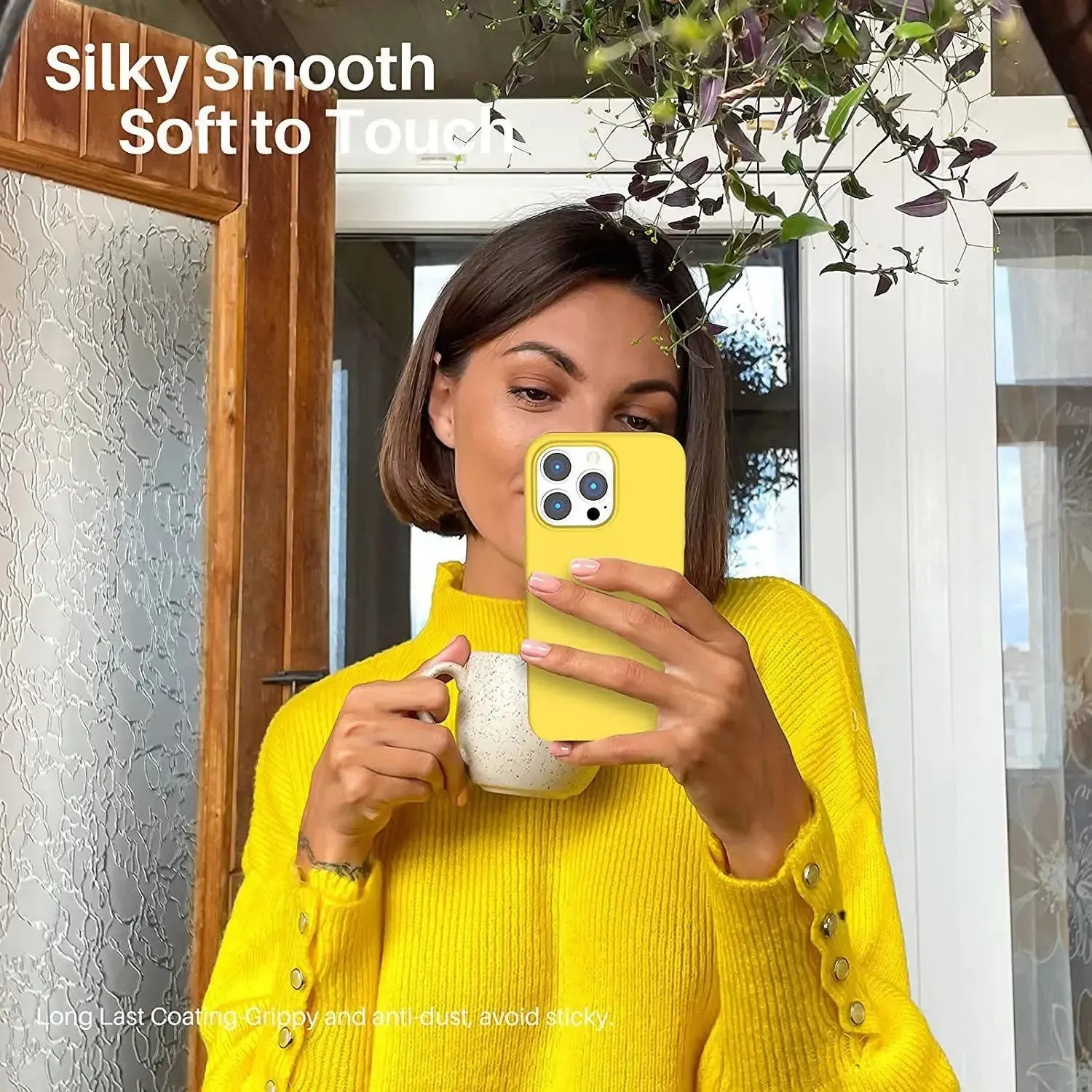 Liquid Silicone Case For Apple iPhone 13 Pro Luxury Shockproof Phone Cover Yellow