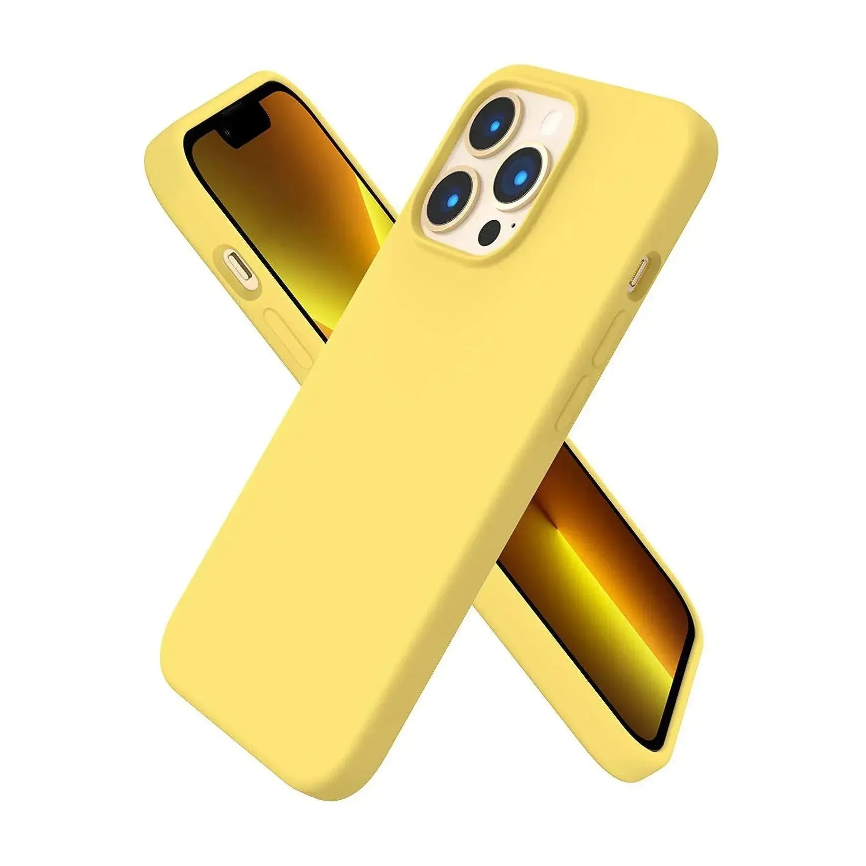 Liquid Silicone Case For Apple iPhone 13 Pro Luxury Shockproof Phone Cover Yellow