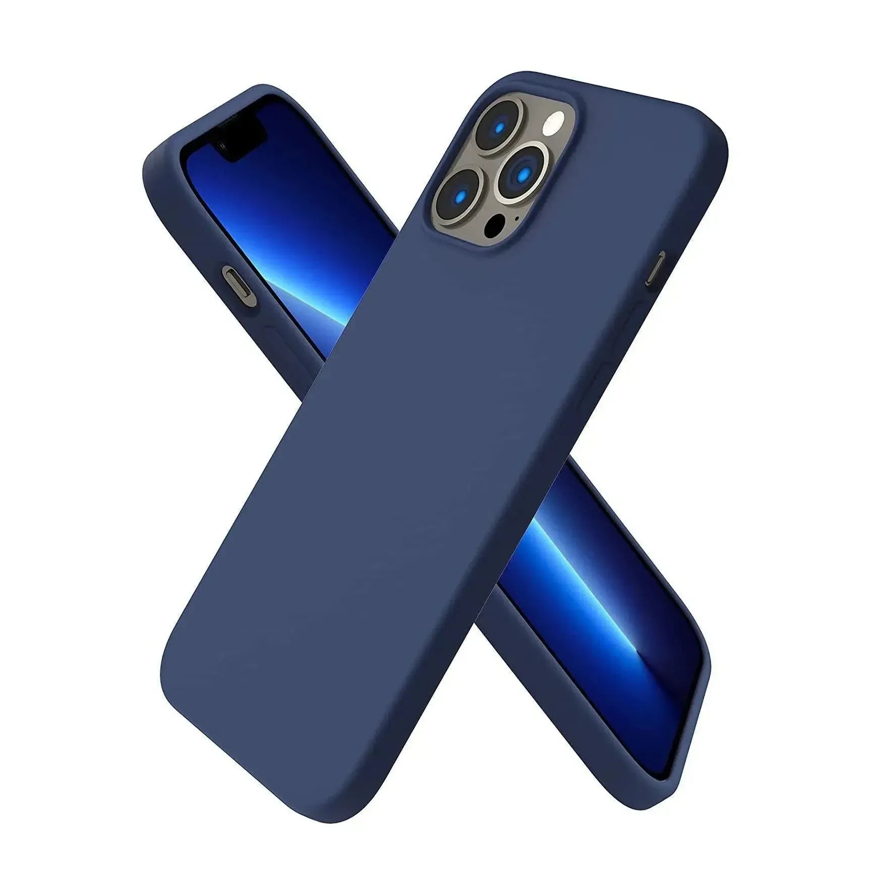 Liquid Silicone Case For Apple iPhone 13 Pro Max Luxury Shockproof Phone Cover Blue