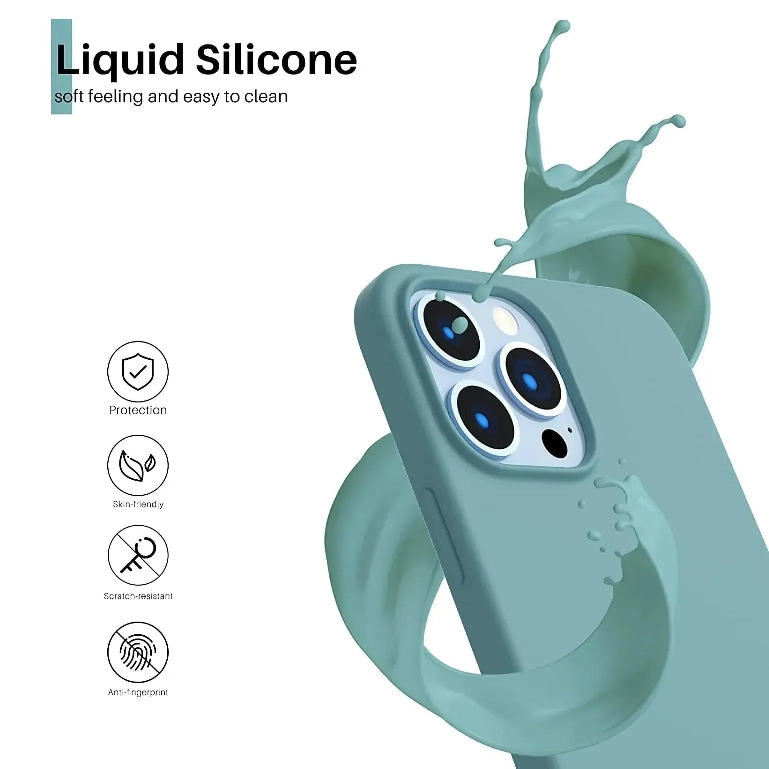 Liquid Silicone Case For Apple iPhone 13 Pro Max Luxury Shockproof Phone Cover - Cactus