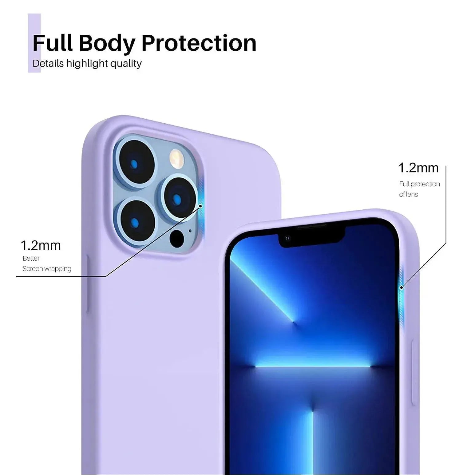 Liquid Silicone Case For Apple iPhone 13 Pro Max Luxury Shockproof Phone Cover - Lilac Purple