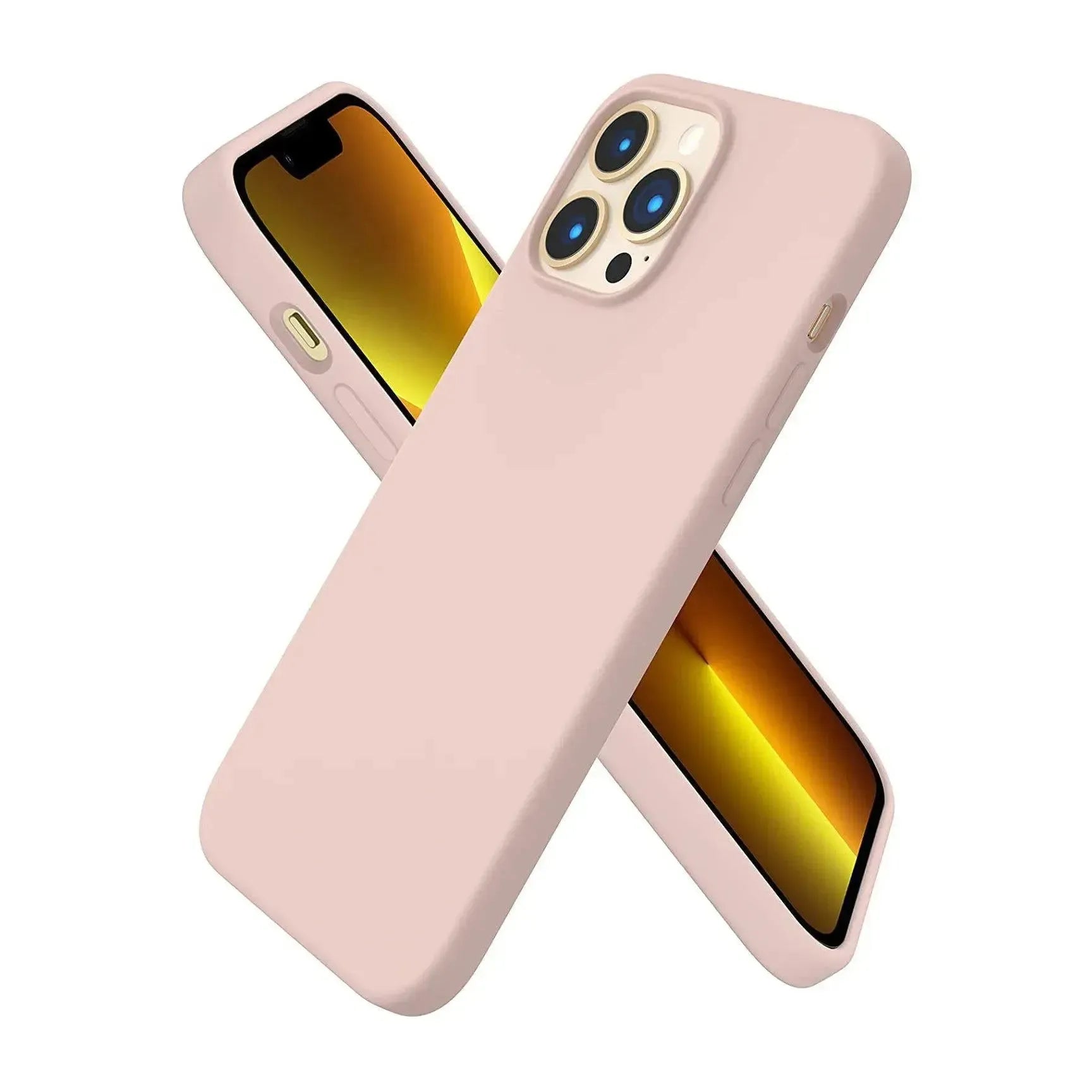 Liquid Silicone Case For Apple iPhone 13 Pro Max Luxury Shockproof Phone Cover - Pink Sand