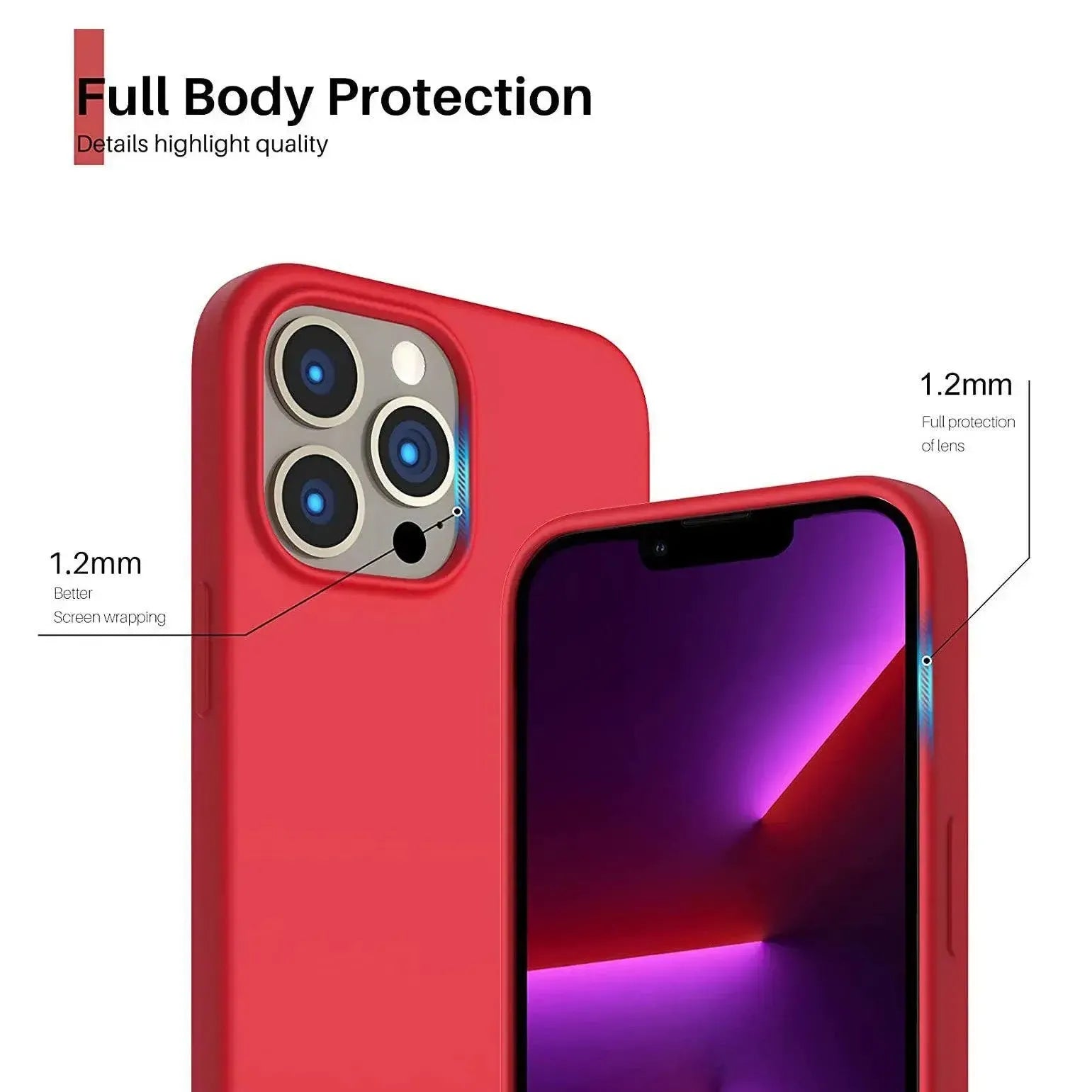 Liquid Silicone Case For Apple iPhone 13 Pro Max Luxury Shockproof Phone Cover Red