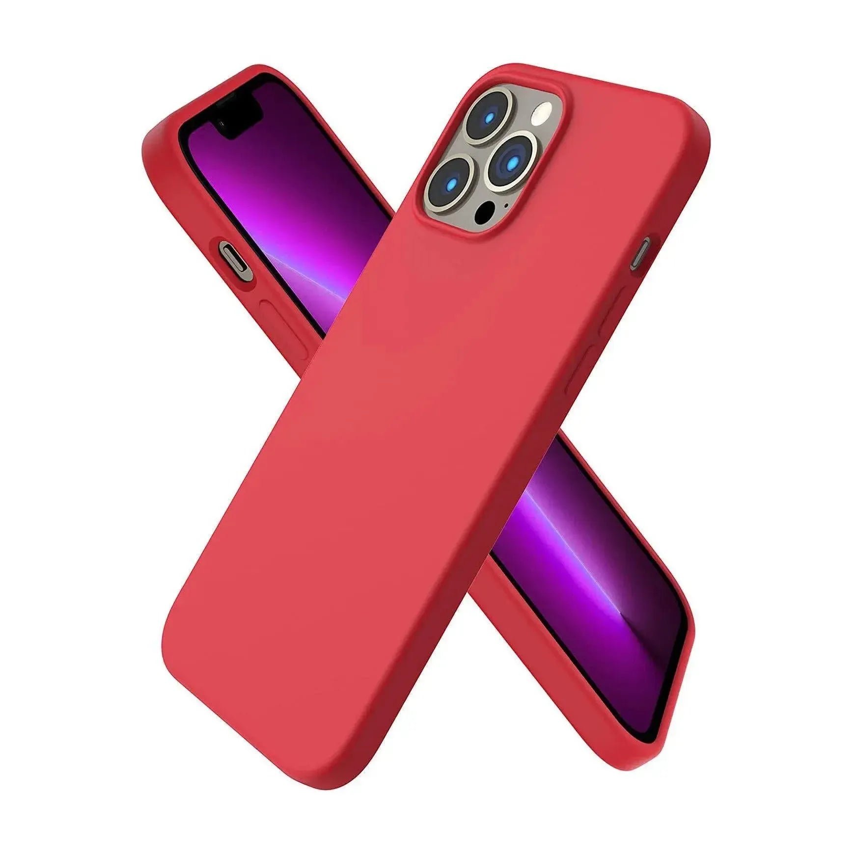 Liquid Silicone Case For Apple iPhone 13 Pro Max Luxury Shockproof Phone Cover Red
