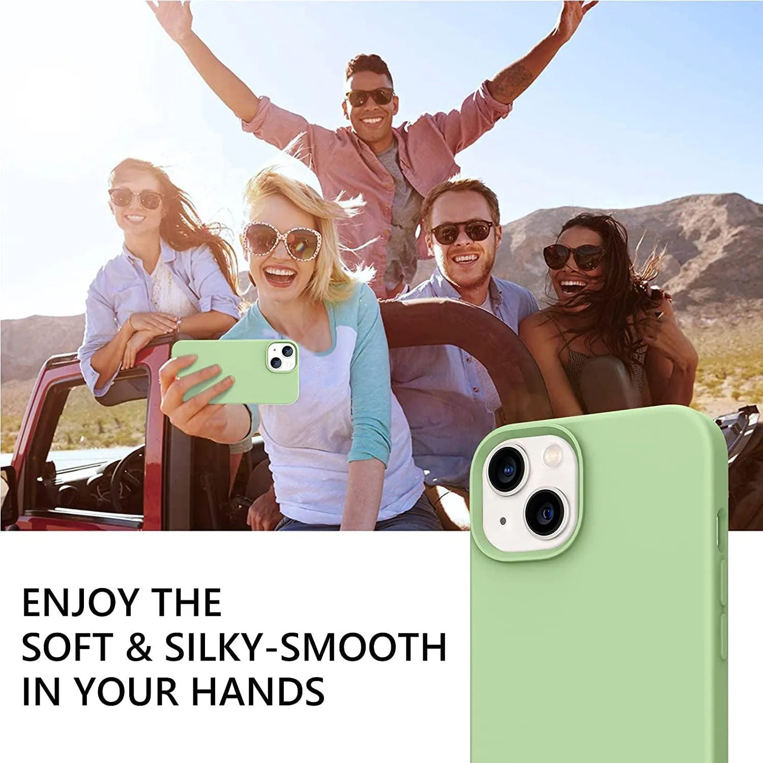 Liquid Silicone Case For Apple iPhone 14 Luxury Shockproof Phone Cover - Matcha Green