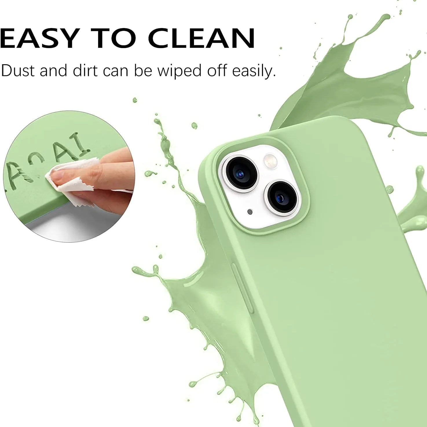 Liquid Silicone Case For Apple iPhone 14 Luxury Shockproof Phone Cover - Matcha Green