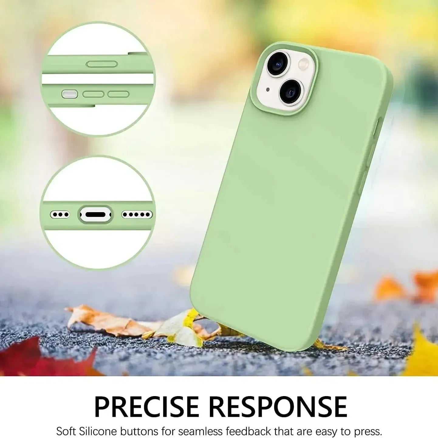 Liquid Silicone Case For Apple iPhone 14 Luxury Shockproof Phone Cover - Matcha Green