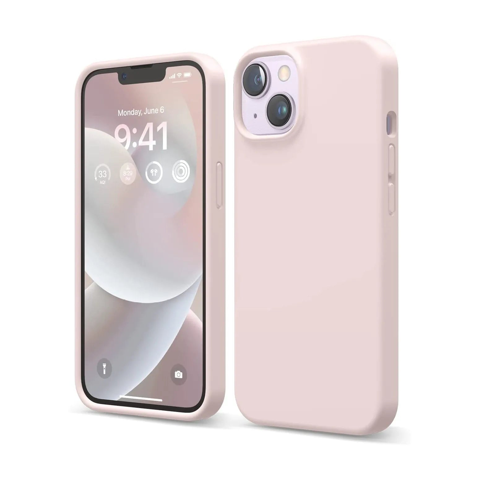 Liquid Silicone Case For Apple iPhone 14 Luxury Shockproof Phone Cover - Pink Sand